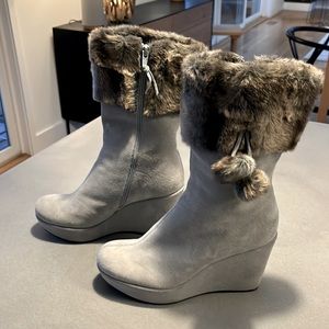 Cute Stuart Weitzman boots with fun fur!